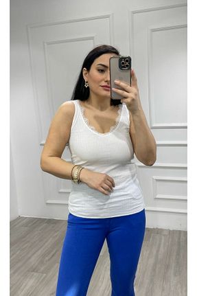 بلوز سفید زنانه ساده Dolunayca - کد 678385709