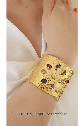 دستبند جواهر طلائی زنانه زیرکن LOVI - کد 43839641