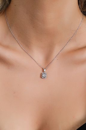 گردنبند طلا سفید زنانه 14 عیار ADOR - کد 44731177