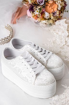 کفش اسنیکر سفید زنانه بند دار LAL SHOES & BAGS - کد 95593957