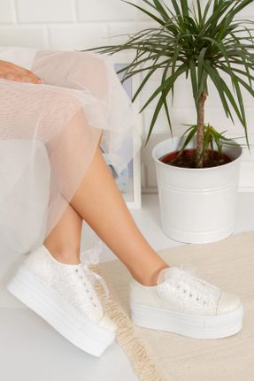 کفش پاشنه بلند پر سفید زنانه پاشنه متوسط ( 5 - 9 cm ) پارچه نساجی پاشنه پر کد 678546428