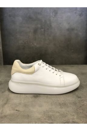 کفش کژوال سفید مردانه چرم طبیعی پاشنه کوتاه ( 4 - 1 cm ) پاشنه ضخیم کد 679369997