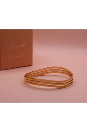 دستبند استیل طلائی زنانه فولاد ( استیل ) کد 678922974