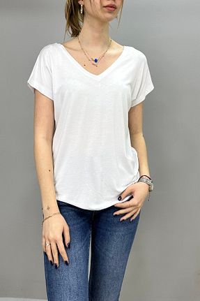 تیشرت سفید زنانه رگولار Tam Moda - کد 678507813