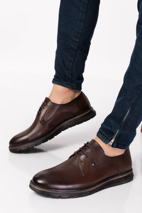 کفش کلاسیک قهوه ای مردانه چرم طبیعی کد 679227031