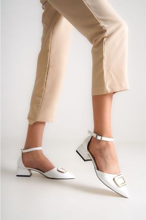 کفش پاشنه بلند کلاسیک سفید زنانه ساتن پاشنه ضخیم پاشنه کوتاه ( 4 - 1 cm ) کد 679226002