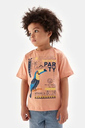 تی شرت صورتی بچه گانه رگولار یقه گرد تکی کد 679357055
