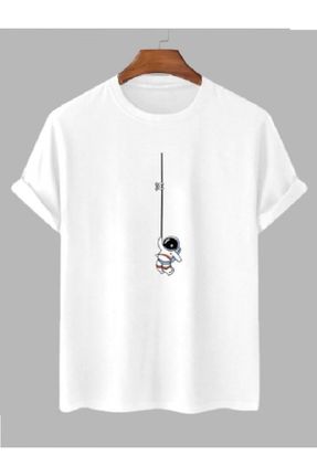 تی شرت سفید زنانه رگولار یقه گرد پنبه - پلی استر تکی کد 679981609