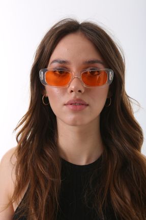 عینک آفتابی نارنجی زنانه 51 UV400 سایه روشن هندسی کد 679997489