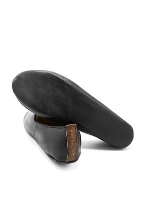 دمپائی خانگی مشکی زنانه چرم خالص Kamarçin - کد 680272698