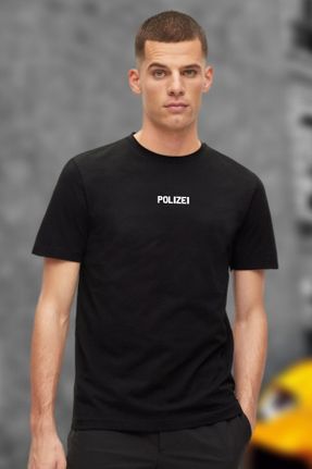 تی شرت مشکی مردانه پنبه (نخی) یقه گرد ریلکس تکی کد 680326708