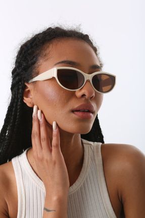 عینک آفتابی بژ زنانه 50 UV400 پلاستیک مات گربه ای کد 680388318