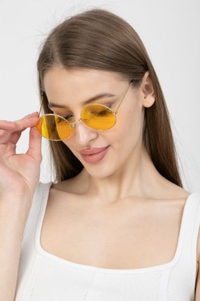 عینک آفتابی زرد زنانه 50 UV400 مات بیضی کد 680593424