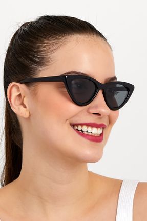 عینک آفتابی مشکی زنانه 50 UV400 استخوان مات بیضی کد 276251104
