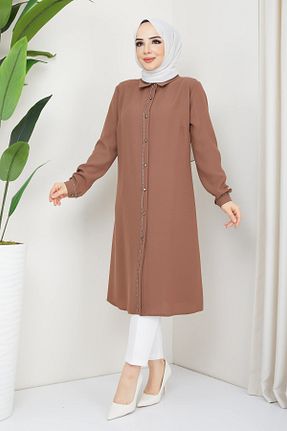 تونیک حجاب قهوه ای زنانه بافتنی BELLİNA - کد 679902387