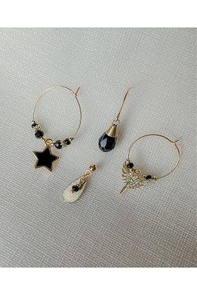 گوشواره جواهر مشکی سنگ طبیعی dela otantik - کد 680023123