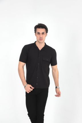 پیراهن مشکی مردانه اسلیم فیت یقه پیراهنی کد 680330382