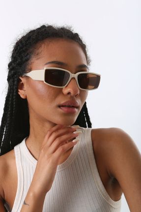 عینک آفتابی بژ زنانه 51 UV400 پلاستیک مات گربه ای کد 680379264