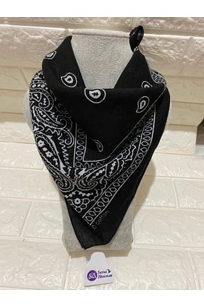 دستمال گردن مشکی زنانه پنبه ای sema aksesuar - کد 680069086