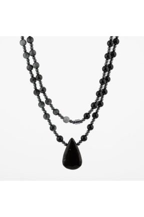 گردنبند جواهر مشکی زنانه سنگی کد 679424210