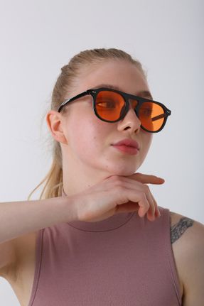 عینک آفتابی نارنجی زنانه 50 UV400 بیضی کد 673723322