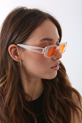 عینک آفتابی نارنجی زنانه 51 UV400 سایه روشن هندسی کد 679997489
