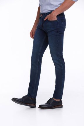 شلوار جین آبی مردانه پاچه تنگ لیکرا استاندارد کد 680136269