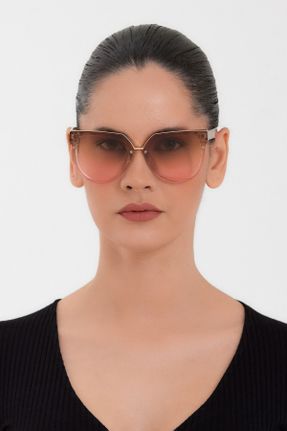 عینک آفتابی صورتی زنانه 46 UV400 فلزی مات مستطیل کد 680205851
