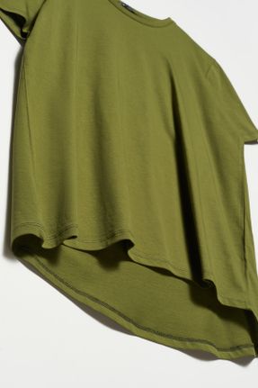 تی شرت خاکی زنانه رگولار یقه گرد تکی بیسیک کد 87952640