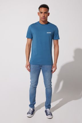 تی شرت آبی مردانه یقه گرد رگولار کد 680085135