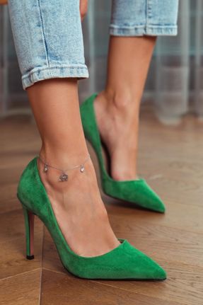 کفش پاشنه بلند کلاسیک سبز زنانه پاشنه نازک پاشنه بلند ( +10 cm) کد 373079841