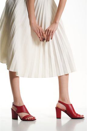 کفش پاشنه بلند کلاسیک قرمز زنانه چرم طبیعی پاشنه ضخیم پاشنه متوسط ( 5 - 9 cm ) کد 286115220