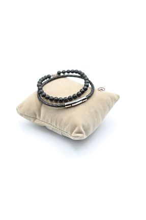 دستبند جواهر مشکی زنانه چرم Anatolia Silver - کد 681166434