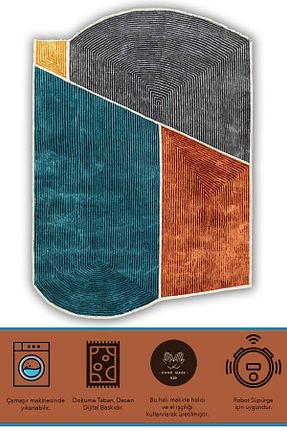 فرش رنگی قابل شستشو Rugs Modern Halı - کد 681913826
