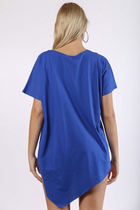 تی شرت آبی زنانه رگولار یقه گرد تکی کد 681388990