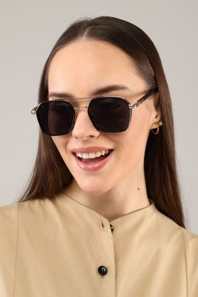 عینک آفتابی مشکی زنانه 60 UV400 هندسی کد 681604385