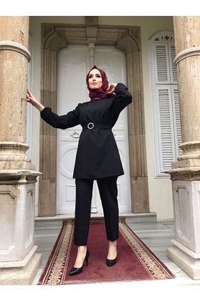 ست بالاتنه و پائین تنه مشکی زنانه بافتنی BYHATİCEBOYRAZ - کد 89395750