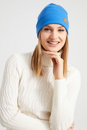 کلاه پشمی آبی زنانه پنبه ای Butikgiz - کد 89687280