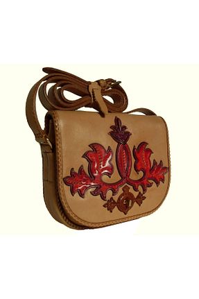 کیف پستچی بژ زنانه چرم خالص Gön - کد 66853398