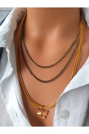گردنبند جواهر زرد زنانه چرم ZeynDesign - کد 682315037