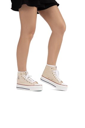 کفش پیاده روی بژ زنانه چرم مصنوعی Benetton - کد 682386092