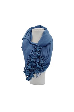 دستمال گردن آبی زنانه ابریشم GÖNENKADIN - کد 682438238