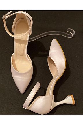 کفش پاشنه بلند کلاسیک سفید زنانه ساتن İLADİESHOES - کد 682914981