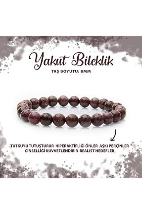 دستبند جواهر زرشکی زنانه سنگ طبیعی Deniz Doğal Taş - کد 682924527