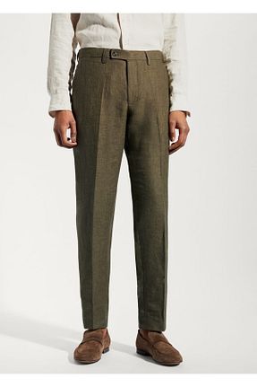 شلوار سبز مردانه کتان MANGO Man - کد 682407247