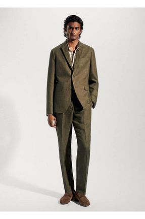 شلوار سبز مردانه کتان MANGO Man - کد 682407247