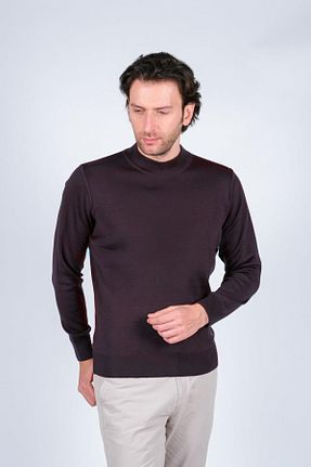 پلیور زرشکی مردانه ساده Çizgi Triko - کد 250554629