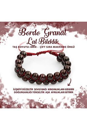 دستبند جواهر زرشکی زنانه سنگ طبیعی Deniz Doğal Taş - کد 682924256