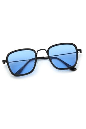 عینک آفتابی آبی زنانه 52 UV400 فلزی مات مستطیل کد 683380017