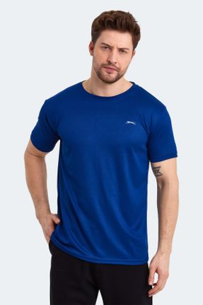 تی شرت سرمه ای مردانه پلی استر یقه گرد رگولار تکی کد 683604574